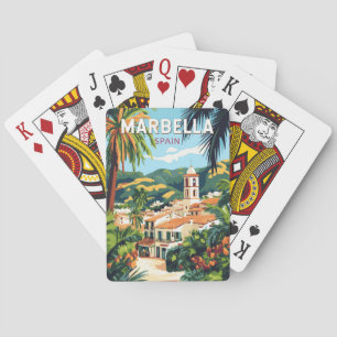 Marbella Spanien Illustration Reisen Vintag Spielkarten