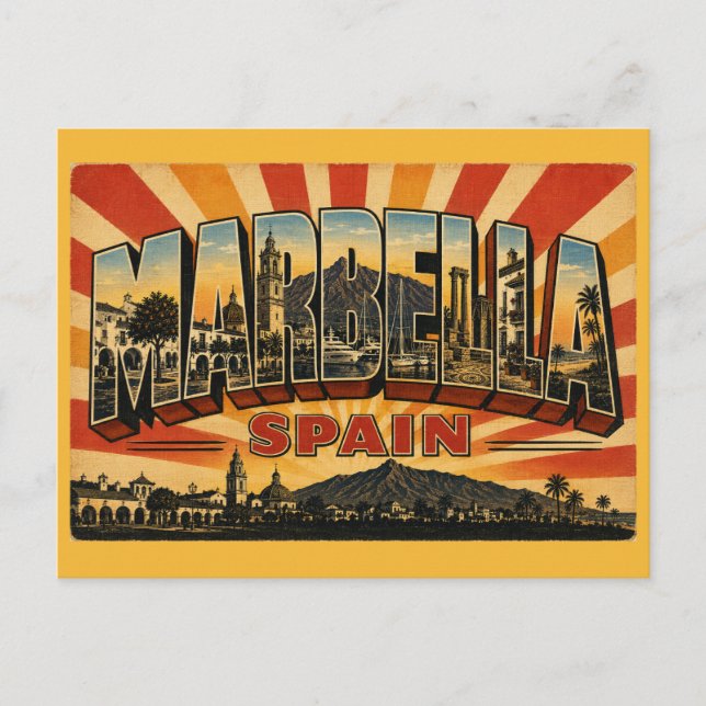 Marbella Spanien Orangenbaum-Platz Postkarte (Vorderseite)