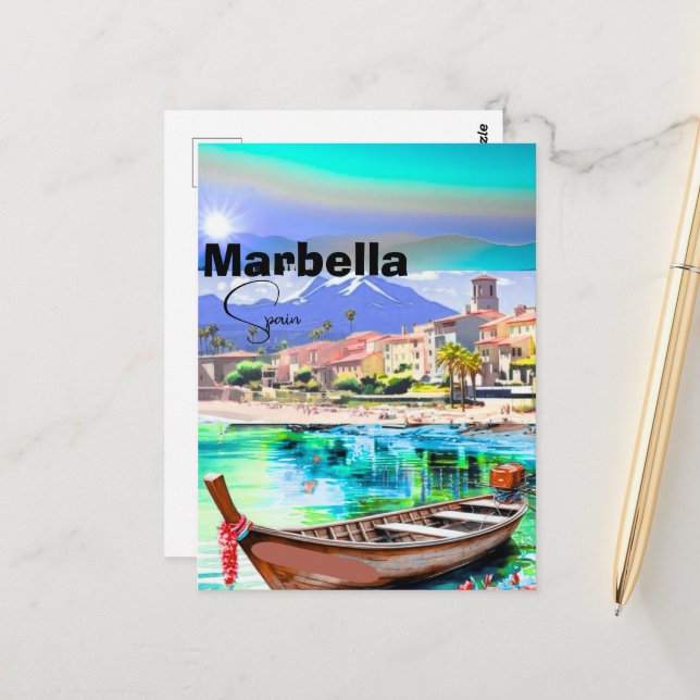 Marbella Spanien Reise Postkarten Kunst, Spanien R (Vorderseite/Rückseite Beispiel)