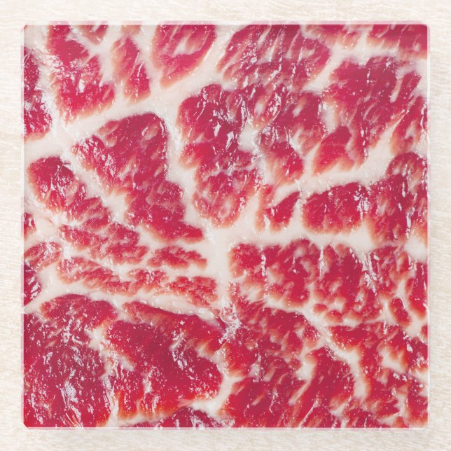 Marbellbeef Steak Texture Closeup Glasuntersetzer (Vorderseite)