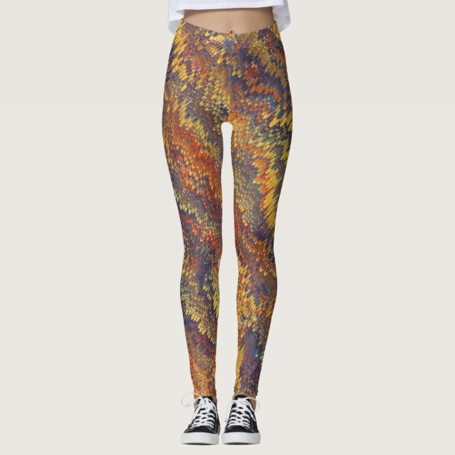Marbile Book Endpaper Yellow Orange Blue Violet Leggings (Vorderseite)