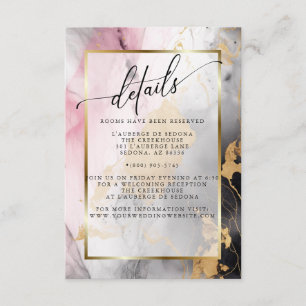 Marbile Dusty Rose Black Gold Abstrakt Begleitkarte
