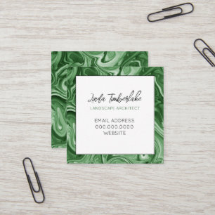 Marbile Paint PERSONALISIERT Chic Green Schwarz-we Quadratische Visitenkarte