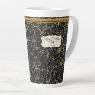 Marbile Paris Calligraphy Typografy Black n Gold Milchtasse