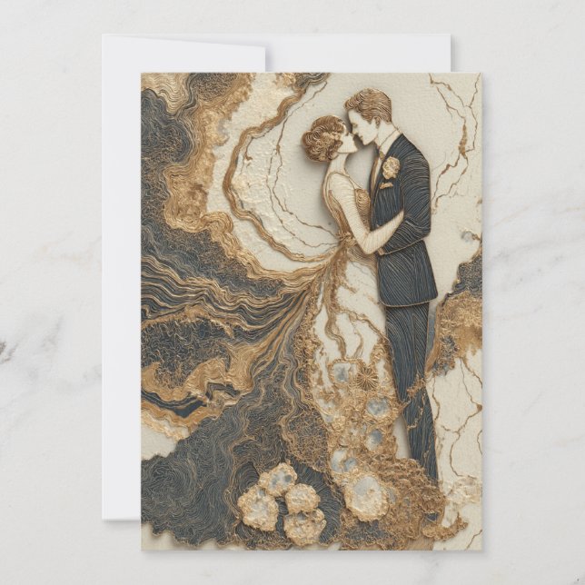 Marbile Vows | Chic Lines Einladung (Vorderseite)