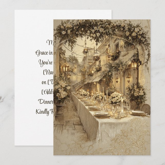 Marbile Vows | Stone Grace Einladung (Vorne/Hinten)