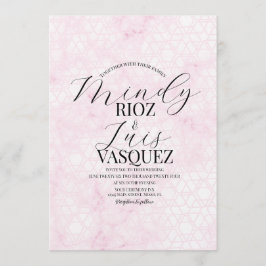 Marble Abstract Pink Wedding Script Black  Einladung