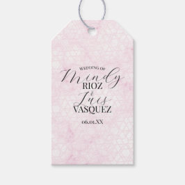 Marble Abstract Pink Wedding Script Black  Geschenkanhänger