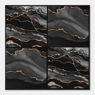 Marble Agate Black and Gold Schachbretts Tapete