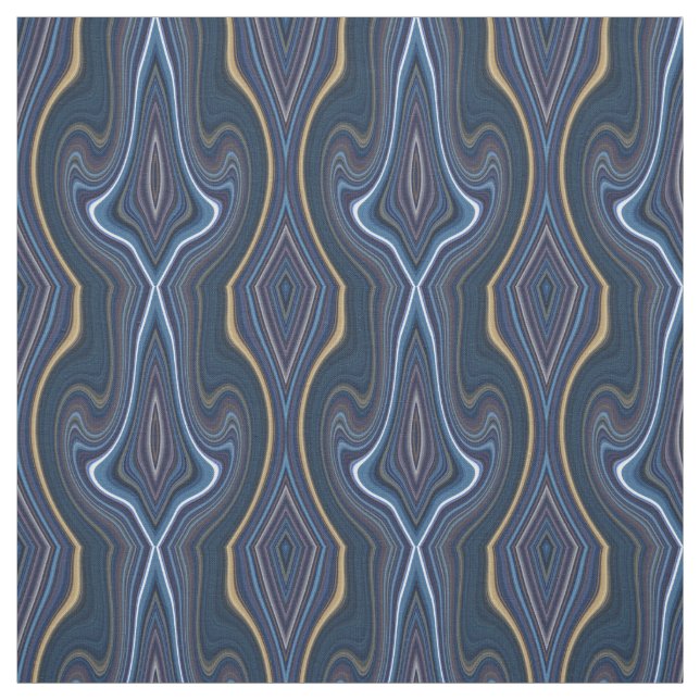Marble Agate Blue Gold Swirbeln Chic Muster Stoff (Muster)