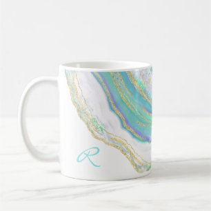 Marble Agate Geode Muster mit Monogramm Kaffeetasse