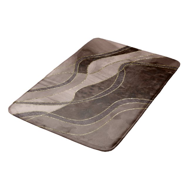Marble Agate Gold Glam 4 - Landschaft Badematte (Schrägansicht)