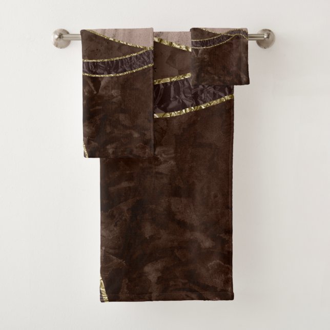 Marble Agate Gold Glam 4 - Landschaft Badhandtuch Set (Insitu)
