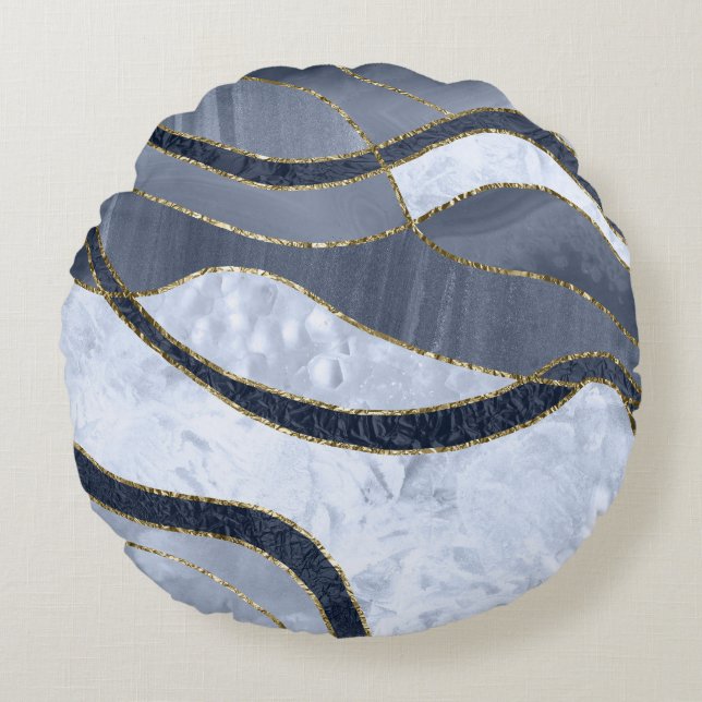Marble Agate Gold Glam 8 - landscape Rundes Kissen (Vorderseite)