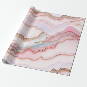 Marble Agate Modern Blue Pink Gold Collection Geschenkpapier
