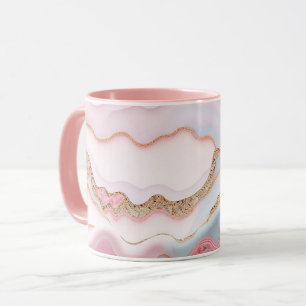 Marble Agate Modern Blue Pink Gold Collection Tasse