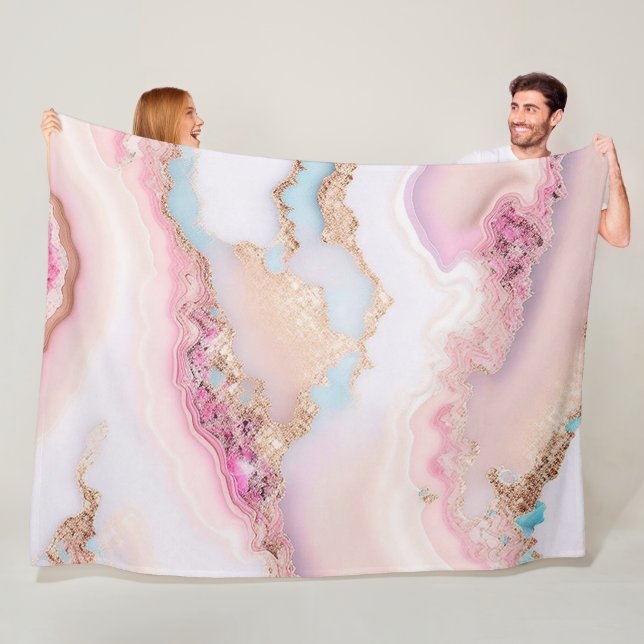 Marble Agate Popular Blue Pink Gold Collection Fleecedecke (Beispiel)