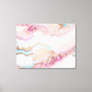 Marble Agate Popular Blue Pink Gold Collection Leinwanddruck
