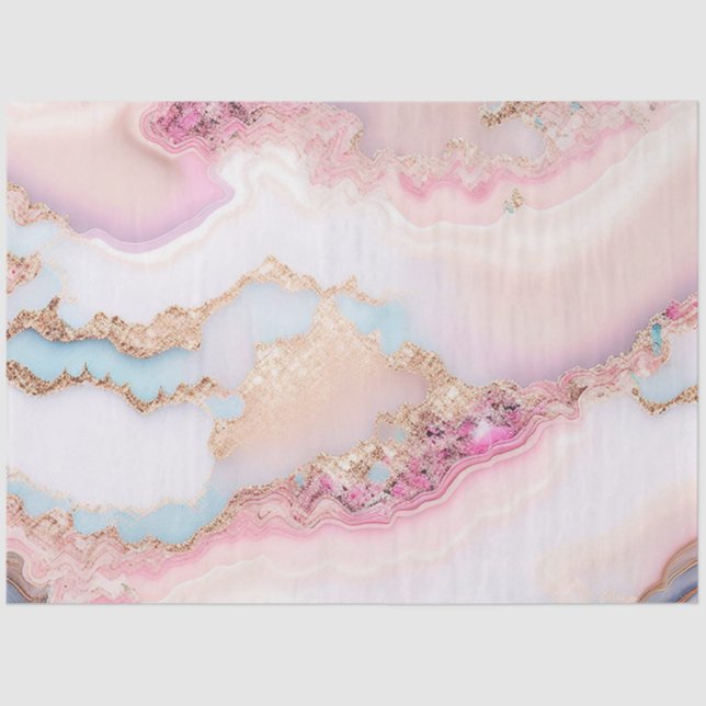 Marble Agate Popular Blue Pink Gold Collection Seidenpapier (Vorderseite)