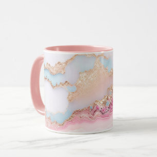 Marble Agate Popular Blue Pink Gold Collection Tasse