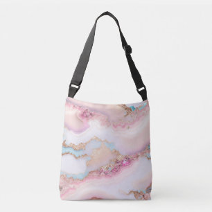 Marble Agate Popular Blue Pink Gold Collection Tragetaschen Mit Langen Trägern
