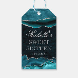 Marble Agate Sweet aquamarin und Silber Glitzer 16 Geschenkanhänger