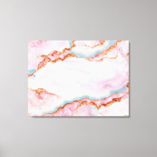 Marble Agate Trendy Blue Pink Gold Collection Leinwanddruck