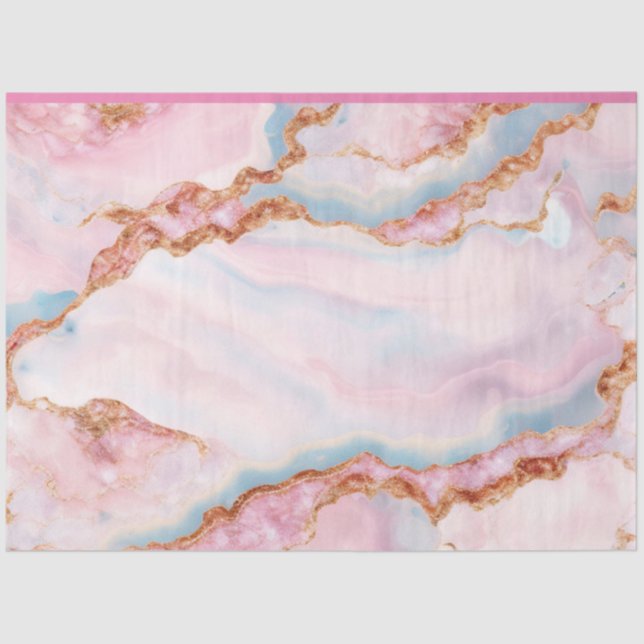 Marble Agate Trendy Blue Pink Gold Collection Seidenpapier (Vorderseite)