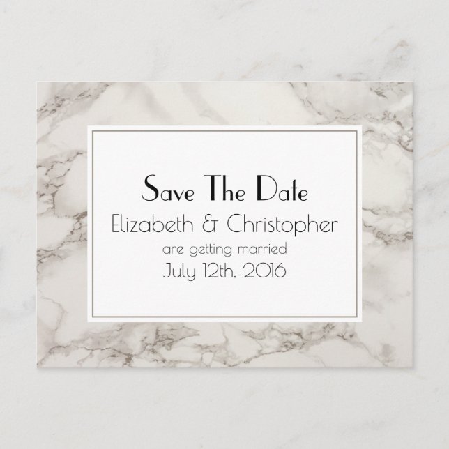 Marble Alabaster Taupe Tan Save the Date Abstrakt Ankündigungspostkarte (Vorderseite)