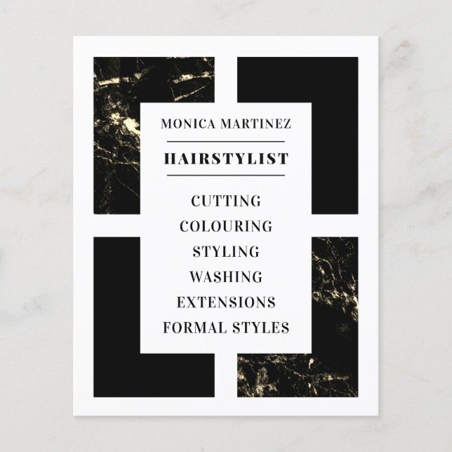 Marble and black hair salon flyer (Vorne)