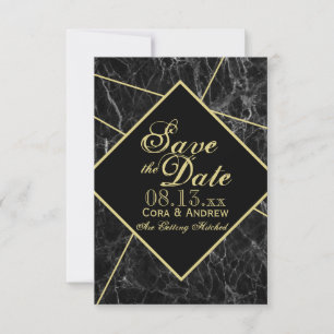 Marble and Gold Art Deco Geometric Save the Date I Einladung