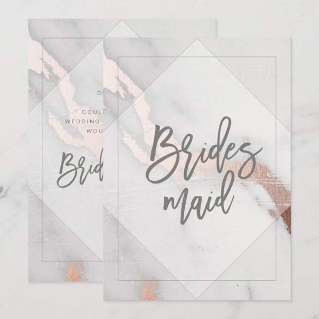 MARBLE AND ROSE GOLD BRIDESMAID CARD EINLADUNG (Vorne/Hinten)