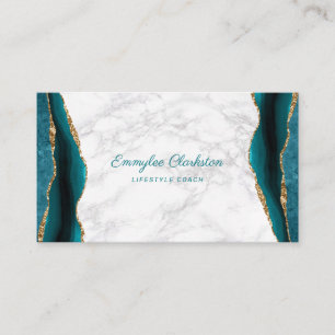 Marble Aquamarin Gold Agate Business Card Visitenkarte
