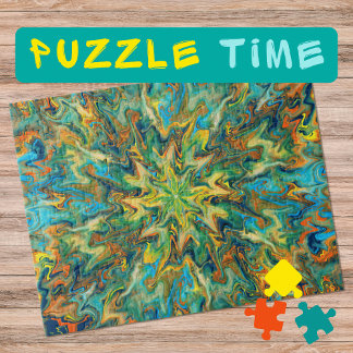 Marble Art November gelb aquamarin - schwer Puzzle