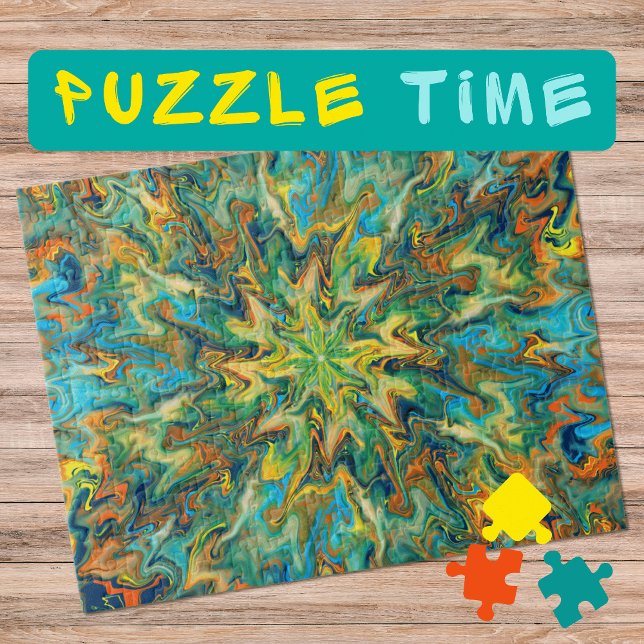 Marble Art November gelb aquamarin - schwer Puzzle (Von Creator hochgeladen)
