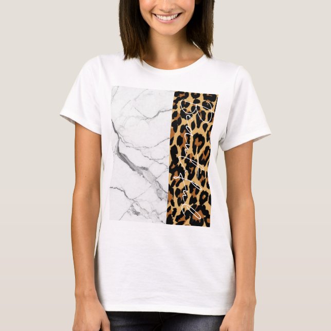 Marble Beautiful Leopard Print T - Shirt (Vorderseite)
