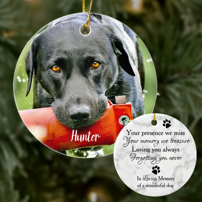 Marble Beileid Quote Dog Foto Pet Memorial Keramik Ornament (Von Creator hochgeladen)