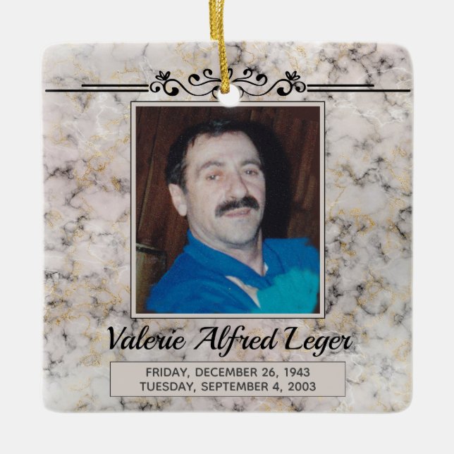 Marble benutzerdefinierte Memorial Keepsakes Keramikornament (Vorderseite)
