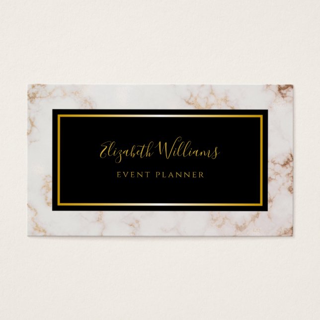 Marble Black Gold Event Planner Business Card (Vorderseite)