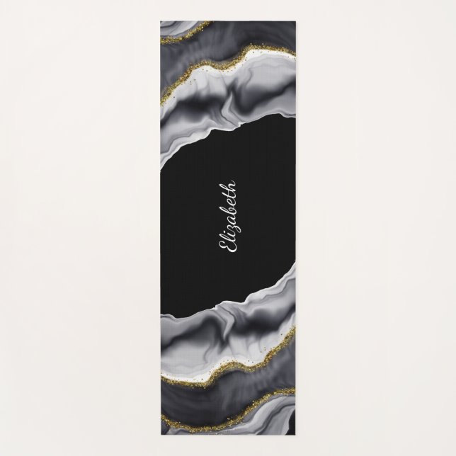 Marble Black Gold Personalize Yogamatte (Vorderseite)