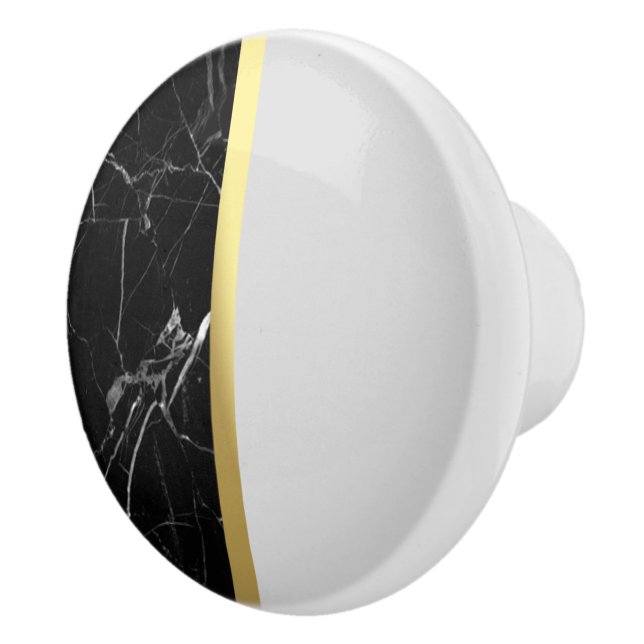 Marble Black, Gold und Gray Keramik Knob. Keramikknauf (Rechts)