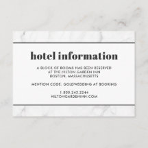 Marble Black & White Wedding Hotel Travel Card