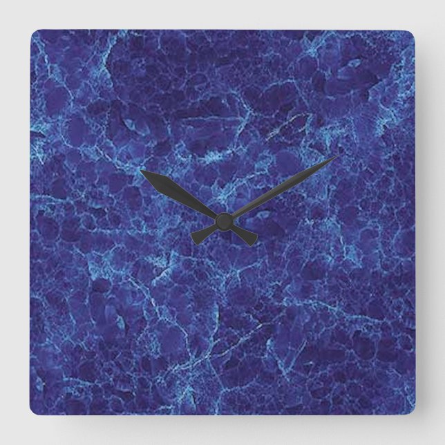 Marble Blue Wall Clock Quadratische Wanduhr (Vorderseite)