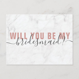 Marble Blush Script Bridesmaid Vorschlag Card Postkarte