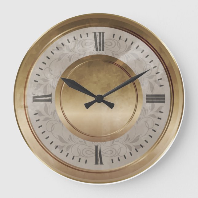 Marble Brass Clock Große Wanduhr (Vorderseite)