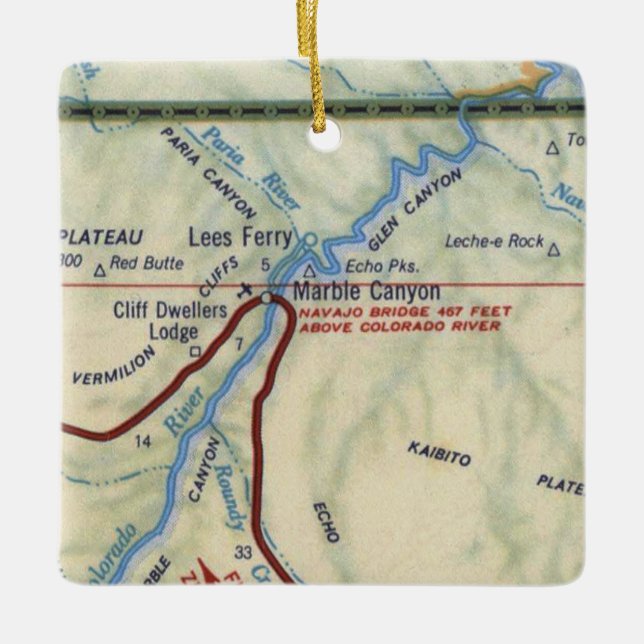 Marble Canyon AZ Vintage Karte Keramikornament (Vorderseite)