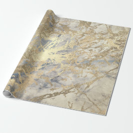 Marble Champaigne Gold Gray Blue Metal Stroke Geschenkpapier