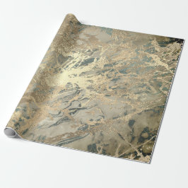 Marble Champaigne Gold Sepia Blue Metal Strokes Geschenkpapier
