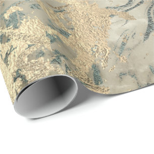 Marble Champaigne Gold Sepia Blue Metal Strokes Geschenkpapier
