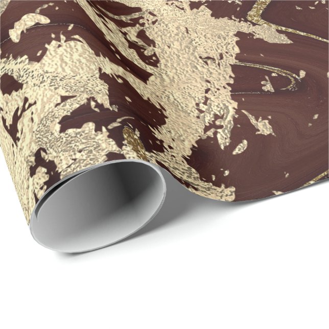 Marble Champaigne Gold Sepia Burguny Metal Strokes Geschenkpapier (Rolleneckpunkt)